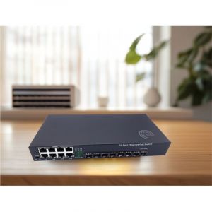 Elfcam - Switch Fibre optique 1G - 8 Ports SFP + 8 Ports RJ45 10/100/1000 Mbps - Non Géré, Plug & Play, Boîtier Métal Robuste