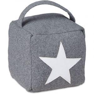 Relaxdays - Cale porte avec poign&eacute;e, lot de 6, design &eacute;toile, bloqueur de porte, tissu et sable, butoir de porte, 20x15x15 cm, gris