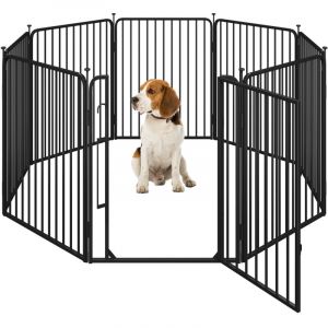 Yaheetech - Parc pour Chiens Enclos pour Chiot Cage Chenils Chien avec Serrure int&eacute;gr&eacute;e Fils m&eacute;talliques renforc&eacute;s de 8 mm en 8 Panneaux 80 cm de