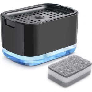 Distributeur de Liquide Vaisselle de Cuisine, Distributeur de Savon 2 en 1, Distributeur de Savon &agrave; Pompe avec Porte-&eacute;ponge, Distributeur de