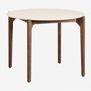 Sklum - Table de jardin ronde Ø100 cm en ciment et bois d'acacia Xajul