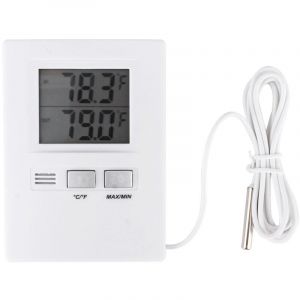 Compteur de Temp&eacute;rature Filaire Ext&eacute;rieur Int&eacute;rieur, Thermom&egrave;tre Num&eacute;rique avec Fil de Capteur et &eacute;cran LCD, Aliment&eacute; par Batterie, pour la Maison,