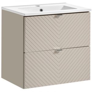 Ensemble de salle de bain AOKI : meuble sous vasque 60cm + vasque encastr&eacute;e blanche