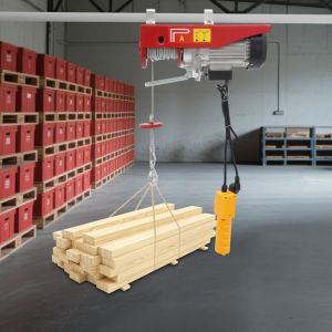 Treuil &eacute;lectrique 220 V 1300 W 800 kg Double corde 5 m/min Moteur en cuivre Palan &agrave; bouteille 12 m Hauteur de levage IP40 Protection limit&eacute;e