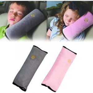 [JAMAIS UTILISÉ]2 Pack Child Seat Belt Pads - Removable Car Seat Belt Cushion - Suitable for Use During Outings, Travel and Kids Sleep (Pink+Grey)