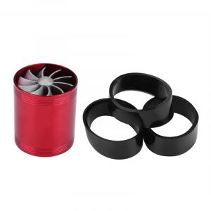 Turbonateur d'admission d'air de voiture en aluminium, Turbine à double ventilateur, Super chargeur, économiseur de carburant, Turbo rouge