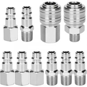 10 PCS Raccords de compresseur 1/4 "BSP Raccord Rapide Pneumatique Europ&eacute;en Coupleur pneumatique d'air kit compresseur accessoire d'air tuyau air