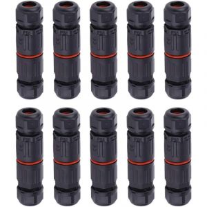 Shining House - 10 pcs IP68 Etanche Connecteur de C&acirc;ble Electrique, Femelle 3 Broches Connecteurs Etanches Prise de Courant Ext&eacute;rieure Raccord de