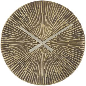 Horloge murale ronde 50 cm en m&eacute;tal bronz&eacute; style industriel minimaliste