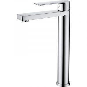 Mitigeur lavabo haut pour salle de bain, Robinet salle bain chrom&eacute; avec bec hauteur 250mm &agrave; poign&eacute;e carr&eacute; mitigeur salle de bain xl vasque &agrave; poser