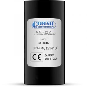 Condensateur de D&eacute;marrage 63&ndash;80&micro;F 320V (250V &eacute;quiv.) &agrave; cosses Faston &ndash; Pour Moteur Monophas&eacute; 220V &ndash; 50/60Hz &ndash; &Oslash;38 x 70 mm - Remplacement Fiable et