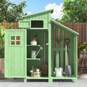 Armoire de jardin, remise à outils, armoire à outils, pour petit jardin, vert