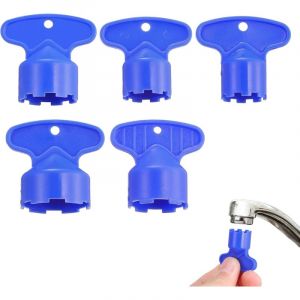 Lot de 5 cl&eacute;s de robinet pour a&eacute;rateur de robinet, 5 tailles M16,5, 18,5, 21,5, 22,5, 24 cl&eacute;s d'a&eacute;rateur encastr&eacute;es pour a&eacute;rateurs de cache, bleu
