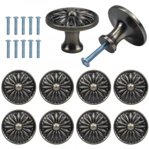10PCS Vintage Tiroir de Porte Poign&eacute;e, 35MM Bouton de Meubles, Rond Boutons de Tiroir, Laiton Boutons de Porte, Poign&eacute;es de Meuble pour Placard
