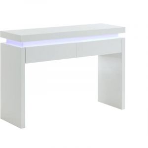Vente-unique - Console emerson ii - LEDs - 2 tiroirs - mdf laqué blanc