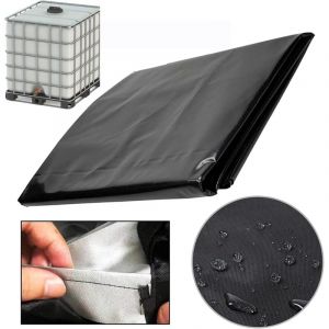 Bache pour Cuve 1000L IBC, 420D R&eacute;servoir d'eau Couvercle, Anti-UV Housse Protection Cuve, B&acirc;che de Protection Cuve IBC avec Fermeture &eacute;clair, 120 x