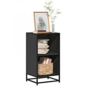 Petite &eacute;tag&egrave;re biblioth&egrave;que 2 niveaux Kalvani - Bois et metal noir 40 cm-Noir-Largeur 40 cm