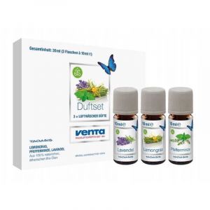 Coffret exclusif Venta Taoasis n&deg;2 d'huiles essentielles bio (3 flacons de 10 ml) : citronnelle, menthe poivr&eacute;e et lavande.