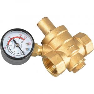 R&eacute;ducteur de Pression d'eau DN20 R&eacute;gulateur de Pression en Laiton 3/4" Eau avec manom&egrave;tre R&eacute;ducteur de Pression d'eau r&eacute;glable Soupape de d&eacute;charge