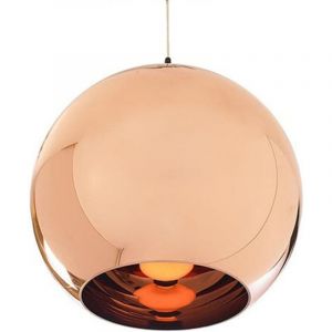 Cuivre Miroir Lustre Boule en Verre Câble Réglable Luminaire Suspension en Globe Chrome Abat-jour D'éClairage De DéCoration IntéRieure (Cuivre rouge