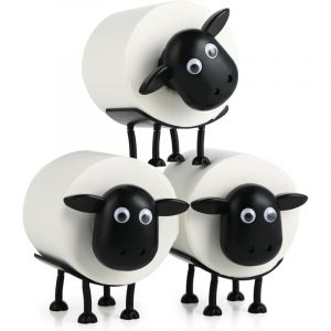 Lot de 3 Porte-Papier Toilette Mouton - Porte Papier Toilette Cr&eacute;atif 16 x 10 x 9 cm - Plastique - Compatible avec Rouleaux de 4 cm - Autoportant,