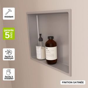 Sanizeo - Niche de Douche, Rangement mural de Salle de Bain et Douche 30x30cm Gris Satiné, nook by sanizéo