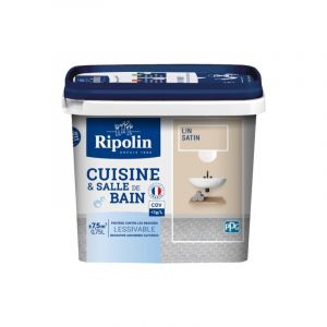 Peinture Murale spéciale Cuisine et Bain - Satin - 0,75L - Lin - Ripolin