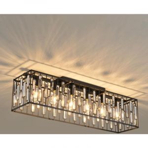 Suspension led, Lustre en 6 Verre Goutte d'Eau Créatif, Plafonnier led Moderne Dimmable en Noir pour Chambre Salle à Manger Cuisine Salon - Ganeed