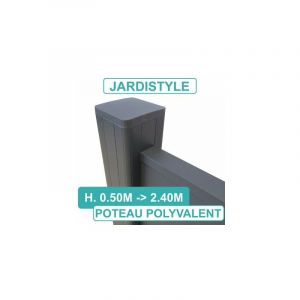 Cloture&jardin - Poteau Polyvalent 4 Entrées - Clôture Aluminium et Composite - 0,70 mètre