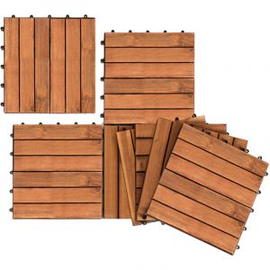 Swanew - 11x Dalles de terrasse en bois d'acacia Mosaïque 30x30cm Dalle clipsable 1m² balcon jardin extérieur