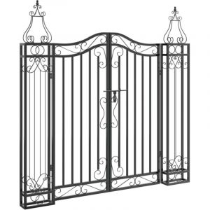 Portail de jardin，Portillon，Porte de jardin noir 121x8x120 cm fer forg&eacute; CFW86602