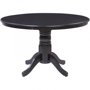 Beliani - Table Ronde Salle à Manger Vintage 120 cm avec Pied Central en Bois Noir Akron
