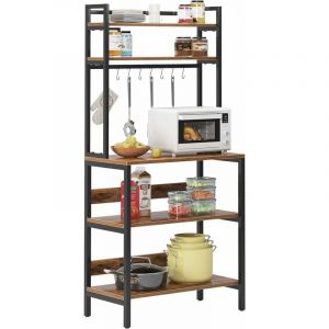 Soges &ndash; Desserte de cuisine avec &eacute;tag&egrave;re pour micro-ondes &ndash; Dimensions 80 x 40 x 170 cm &ndash; M&eacute;tal robuste &ndash; Support pour 8 crochets de cuisine