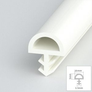 Joint d'&eacute;tanch&eacute;it&eacute; en caoutchouc pour cadre de porte ou fen&ecirc;tre en forme de D, joint en silicone &agrave; rainure, large 0,39 po, blanc, 5 m/16 pi