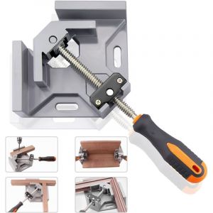 Litzee - Serre-Joint à Angle Droit, 90Ḟ Corner Clamp/Etau d'Angle à une main en Aluminium avec une Capacité d'Ecartement de 70 mm pour le Travail du