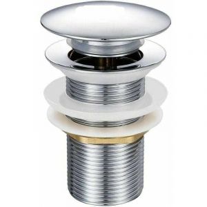 Bonde de Lavabo Pop-up sans Trop-Plein en Laiton Chrom&eacute; G 1-1/4, &Eacute;quip&eacute;e d'un Syst&egrave;me d'Ouverture et de Fermeture Facile &agrave; Bouton-Poussoir.