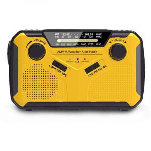Portable Radio Dynamo Survie, AM/FM Radio Manivelle Solaire, Portative Radio &agrave; Pile avec 2500mAh Power Bank/LED Lampe Poch/SOS Alarm/Haut-Parleur,