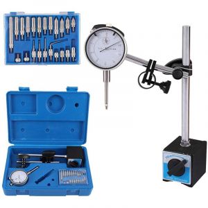 Support magn&eacute;tique avec base magn&eacute;tique pour comparateur &agrave; cadran, plage de mesure de 10 mm avec graduation de 0,01 mm &ndash; 1 jeu