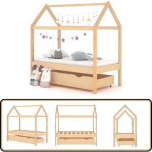 Vidaxl - Cadre de lit d'enfant avec tiroir Bois de pin massif 70x140 cm - Lit Bébé - Lit Enfant - Lit Design - Lit Cabane - Meuble Enfant