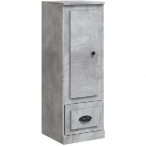 Buffet bahut commode armoire meuble de rangement organisateur cuisine salle de s&eacute;jour salon haut 36 x 35,5 x 103,5 cm bois d'ing&eacute;nierie gris
