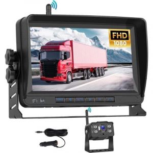 1080P Cam&eacute;ra de Recul sans Fil, HD IPS 7 Pouces Moniteur IP68 Imperm&eacute;able Vision Nocturne, Grand Angle Aide au Recul Image Flip Cam&eacute;ra de Recul pour