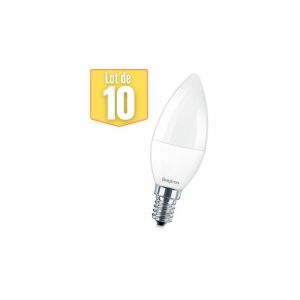 Lot de 10 ampoules LED flamme 6.5W (Eq. 45W) E14 6500K