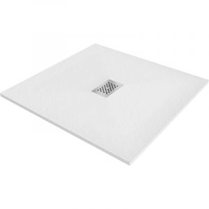 Mexen - Baignoire Hugo carr&eacute;e smc 100 x 100 cm, blanche, cache inox - 42101010-X