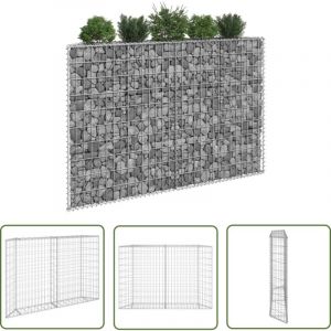 The Living Store Lit sur&eacute;lev&eacute; &agrave; gabion en trap&egrave;ze Acier galvanis&eacute; 150x20x100 cm - Jardini&egrave;re &Agrave; Gabion - Bordure De Jardin - Bac De Plantation