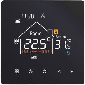Thermostat intelligent programmable 2 en 1 pour chaudi&egrave;re/chauffage d'eau chaude sanitaire, avec 4 niveaux de r&eacute;glage r&eacute;tro&eacute;clair&eacute; (sans Wi-Fi).