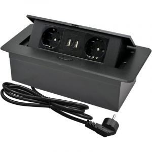Multiprise Encastrable Plan de Travail,Bloc Prise Escamotable avec 2 Prises et Port USB et Port TypeC,Prise Plan de Travail Cuisine,1.8M C&acirc;ble