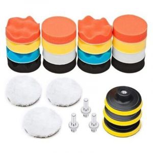 25 Pi&egrave;ces Pollisage Voiture Kit, 75mm &Eacute;ponge Disque de Polissage, Embout Polish pour Perceuse, Brosse a Polir pour Meuleuse,Tampon Lustrage avec M10