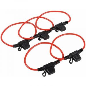 5 Pièces Porte-fusibles Moyen Lame Enfichable Etanche avec Fil, DC 12V 30A Standard Porte Fusible à Lame Véhicule Voiture Motor Fusible Plat en Ligne