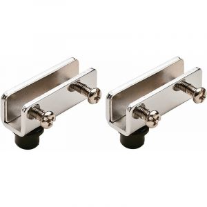 2x Charnière pivotante de porte en verre 110° acier chrome poli sans perçage de verre avec douille noire Armoire Placard Buffet Bibliothèque Vitrine