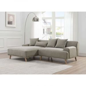 Deco In Paris - Canap&eacute; d'angle scandinave avec m&eacute;ridienne en tissu taupe karolina